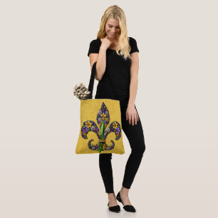 Tote Bag Fleur de lis Mardi Gras floral