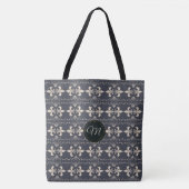 Tote Bag Fleur-De-lis marine royale pattern.monogram. (Devant)