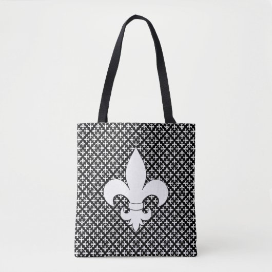 Tote Bag Fleur de Lis Motif noir et blanc (Devant)