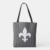Tote Bag Fleur de Lis Motif noir et blanc (Dos)