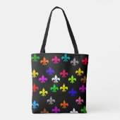 Tote Bag Fleur de lis multicolore noir design Motif (Dos)