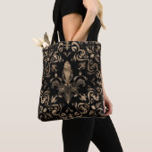Tote Bag Fleur de lis ornement noir et or (De près)