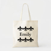 Tote Bag Fleur De Lis Personalized noir et blanc (Devant)