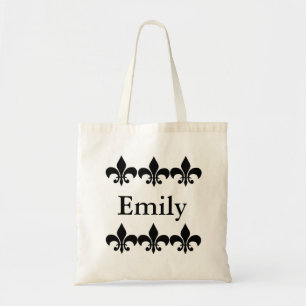 Tote Bag Fleur De Lis Personalized noir et blanc