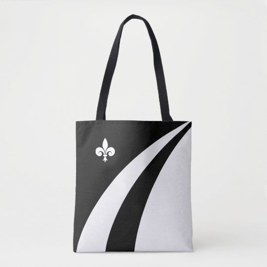 Tote Bag Fleur de lis sur des vagues noires et blanches (Devant)