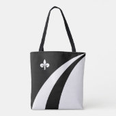 Tote Bag Fleur de lis sur des vagues noires et blanches (Dos)