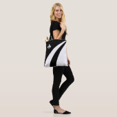 Tote Bag Fleur de lis sur des vagues noires et blanches (Sur le modèle)