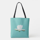 Tote Bag Fleur de Lotus blanc Illustration Mint vert (Dos)