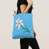 Tote Bag Fleur de Lys Blanc Ciel Bleu (De près)