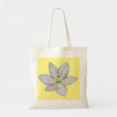 Tote Bag Fleur de lys blanche rayée dorée, Nom personnalisé (Devant)