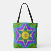 Tote Bag Fleur de Mandala jaune bleu et violet rétro (Dos)