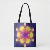 Tote Bag Fleur de Mandala jaune rose et violet rétro (Devant)