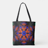 Tote Bag Fleur de Mandala rétro orange et bleu (Dos)