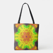 Tote Bag Fleur de Mandala rétro orange jaune et vert (Dos)