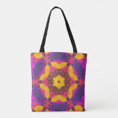 Tote Bag Fleur de Mandala rose violet et jaune (Dos)