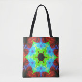Tote Bag Fleur de Mandala rouge bleu et vert (Devant)