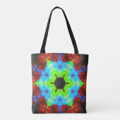 Tote Bag Fleur de Mandala rouge bleu et vert (Dos)