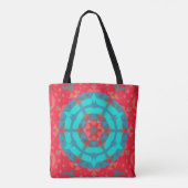Tote Bag Fleur de Mandala rouge et bleu (Dos)