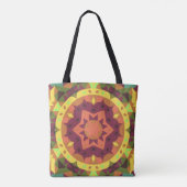 Tote Bag Fleur de Mandala rouge orange et vert (Dos)