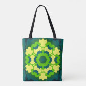 Tote Bag Fleur de Mandala vert jaune et bleu (Dos)