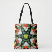 Tote Bag Fleur de Mandala vert orange et jaune (Devant)