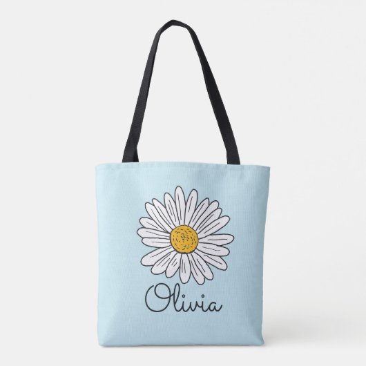 Tote Bag Fleur de marguerite blanche monogrammée (Dos)
