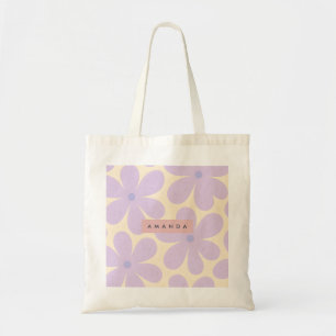 Tote Bag Fleur de Marguerite en Lavande Douce Personnalisée