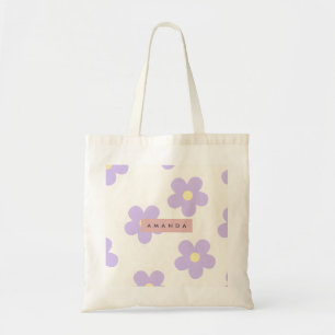 Tote Bag Fleur de Marguerite Lavande Rétro Personnalisée