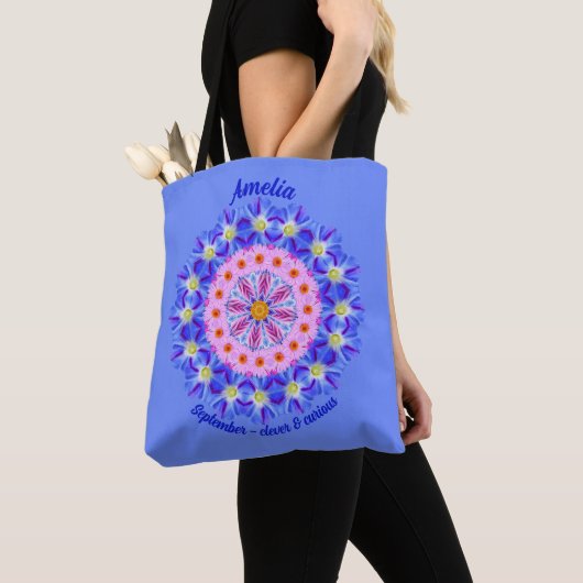 Tote Bag Fleur de mois de naissance de septembre personnali (De près)