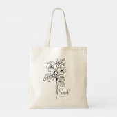Tote Bag Fleur de mois de naissance personnalisée Février B (Dos)