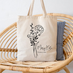 Tote Bag Fleur de mois de naissance personnalisée Janvier B