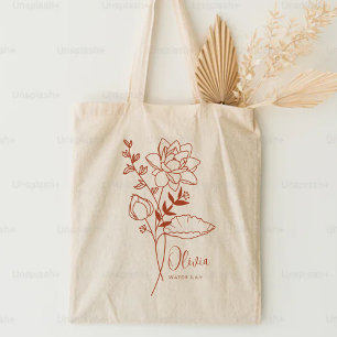 Tote Bag Fleur de mois de naissance personnalisée Juillet r