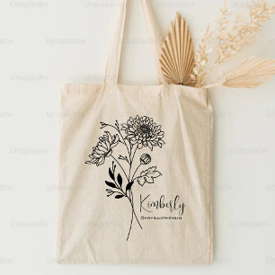 Tote Bag Fleur de mois de naissance personnalisée Novembre