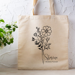 Tote Bag Fleur de mois de naissance personnalisée Octobre B