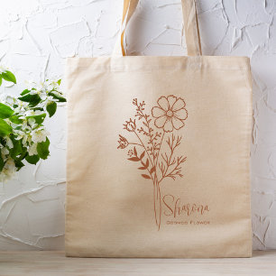 Tote Bag Fleur de mois de naissance personnalisée Octobre B