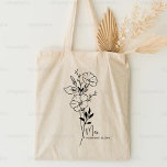 Tote Bag Fleur de mois de naissance personnalisée Septembre<br><div class="desc">Un beau bouquet botanique moderne de gloires du matin représente le mois de naissance de septembre. Le cadeau idéal pour montrer à votre personne préférée combien vous vous souciez. Parfait pour toutes les occasions, y compris les anniversaires, les meilleurs amis, la fête des mères, cadeau de demoiselle d'honneur, la nouvelle...</div>