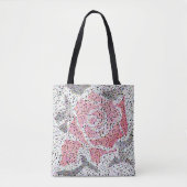 Tote Bag Fleur de mosaïque Abstraite rose rose blanc gris f (Devant)