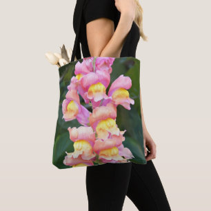 Tote Bag Fleur de muflier rose et jaune