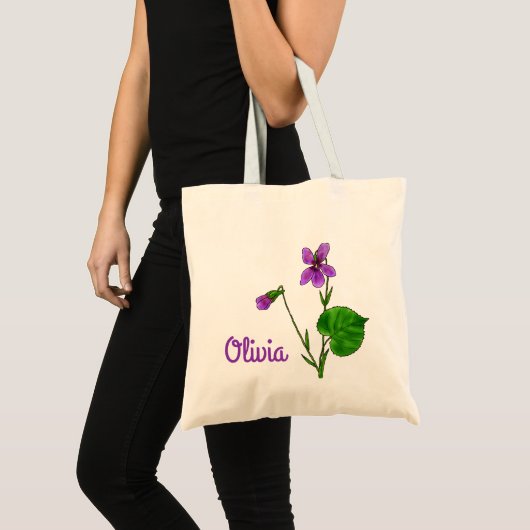 Tote Bag Fleur de naissance de février Aquarelle Violet Min (Devant (produit))