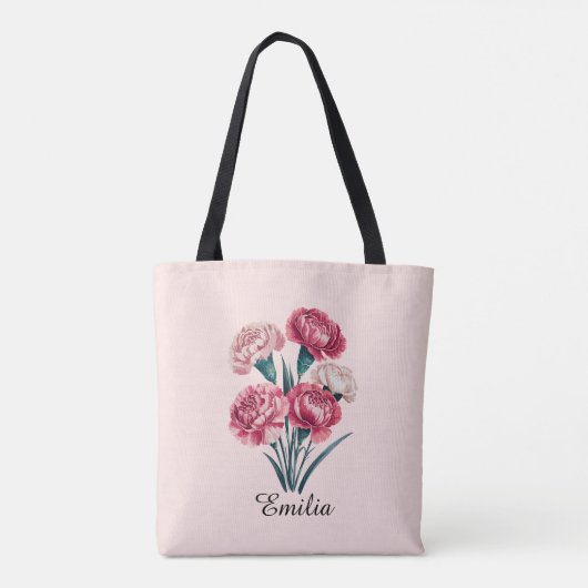 Tote Bag Fleur de naissance de janvier sur mesure (Dos)