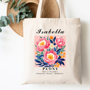Tote Bag Fleur de naissance de novembre Pivoine Botanique