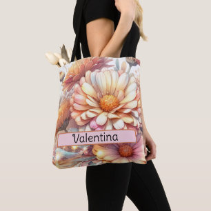 Tote Bag Fleur de naissance personnalisée Aster Septembre