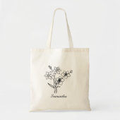 Tote Bag Fleur de naissance personnalisée avec nom Proposit (Devant)