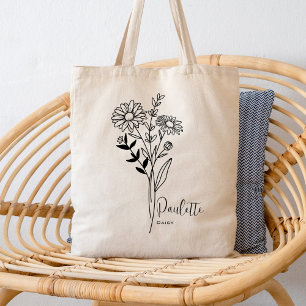 Tote Bag Fleur de naissance personnalisée d'avril Boho
