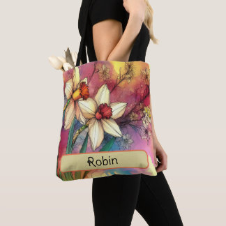 Tote Bag Fleur de naissance personnalisée Narcisse pour déc