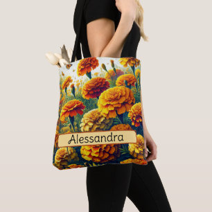 Tote Bag Fleur de naissance personnalisée Souci Octobre