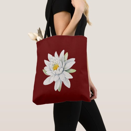 Tote Bag Fleur de nénuphar blanc (De près)