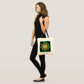 Tote Bag Fleur de néon jaune et vert (Devant (modèle))