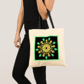 Tote Bag Fleur de néon jaune et vert (Devant (produit))