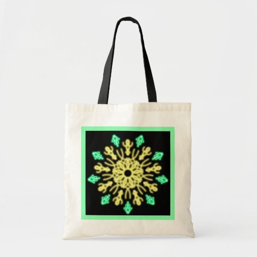 Tote Bag Fleur de néon jaune et vert (Devant)